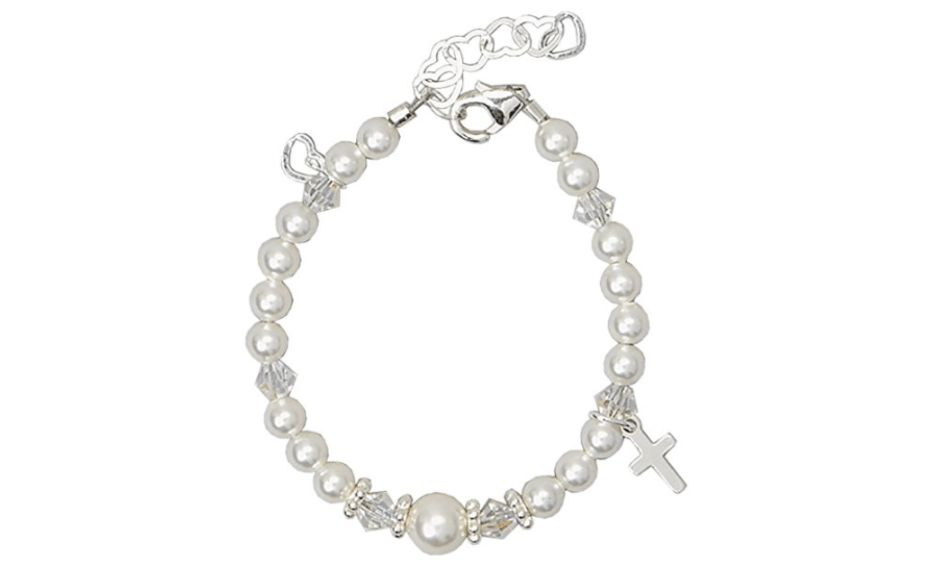 Swarovski Sterling Silver Cross Girls Baby Bracelet