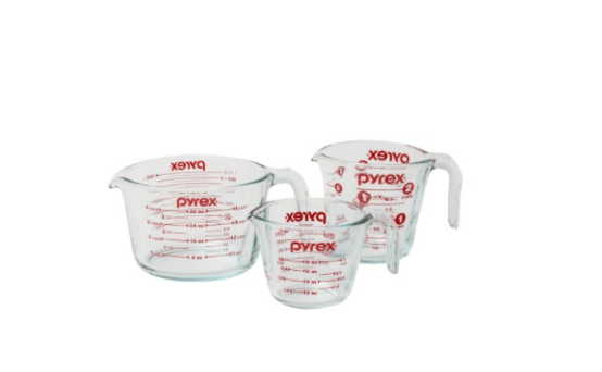 Pyrex 3 Piece Glass Measuring Cup Set